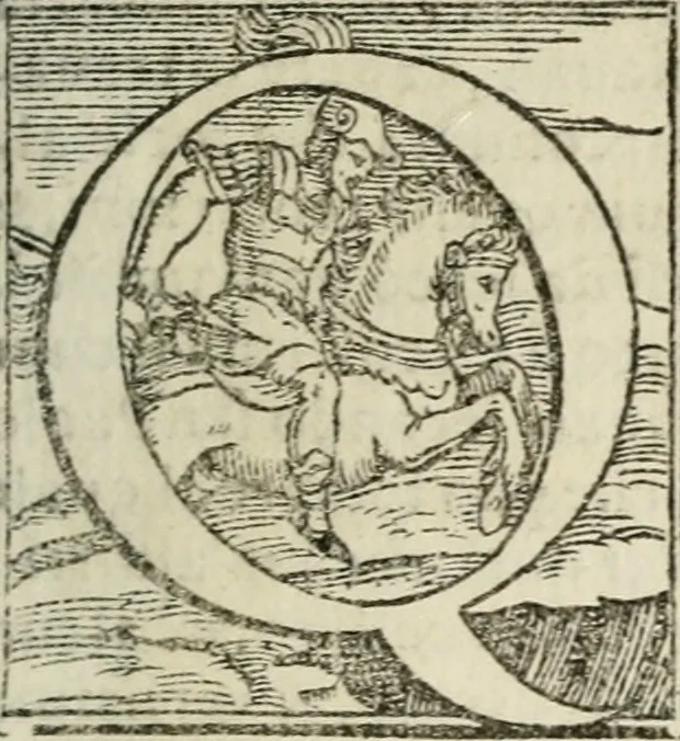 An illustration from Le imprese illustri : con espositioni et discorsi del Sor Ieronimo Ruscelli : al serenissimo et sempre felicissimo re Catolico Filippo D'Austaria : con la giunta di altre imprese tutto riordinato et corretto da Fran.co Patritio, 1572, leaf 302