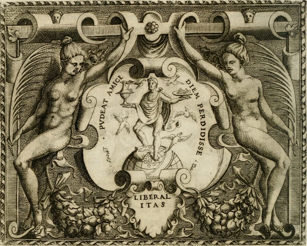 An illustration from Le imprese illustri : con espositioni et discorsi del Sor Ieronimo Ruscelli : al serenissimo et sempre felicissimo re Catolico Filippo D'Austaria : con la giunta di altre imprese tutto riordinato et corretto da Fran.co Patritio, 1572, leaf 31
