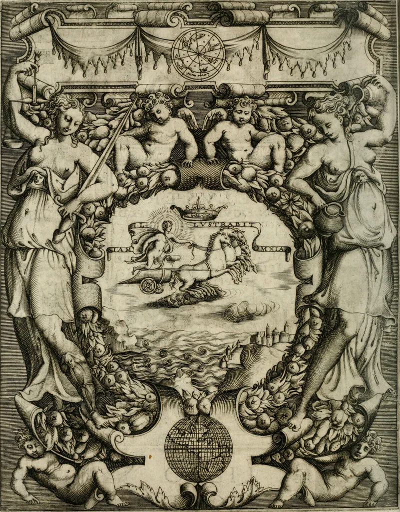 An illustration from Le imprese illustri : con espositioni et discorsi del Sor Ieronimo Ruscelli : al serenissimo et sempre felicissimo re Catolico Filippo D'Austaria : con la giunta di altre imprese tutto riordinato et corretto da Fran.co Patritio, 1572, leaf 41