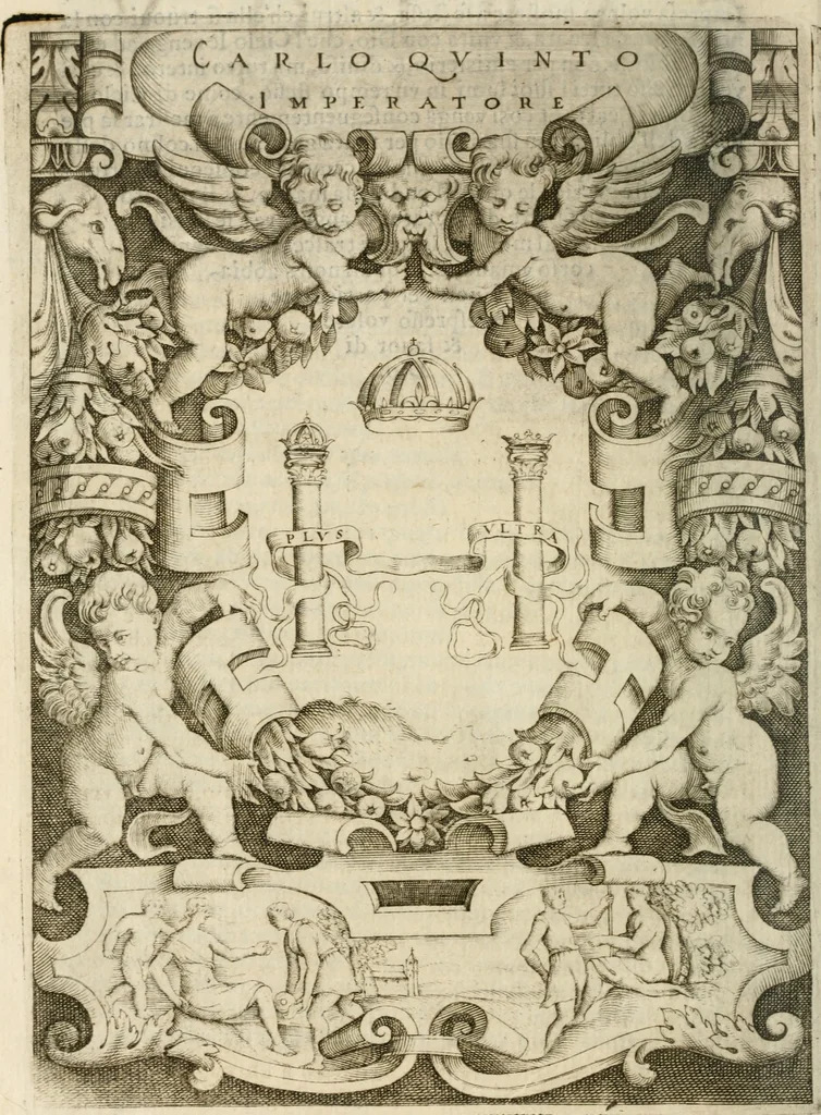 An illustration from Le imprese illustri : con espositioni et discorsi del Sor Ieronimo Ruscelli : al serenissimo et sempre felicissimo re Catolico Filippo D'Austaria : con la giunta di altre imprese tutto riordinato et corretto da Fran.co Patritio, 1572, leaf 53