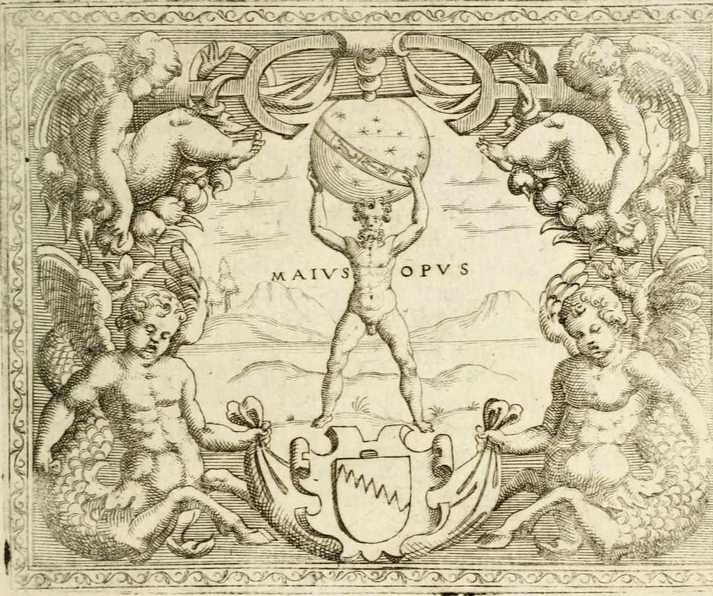 An illustration from Le imprese illustri : con espositioni et discorsi del Sor Ieronimo Ruscelli : al serenissimo et sempre felicissimo re Catolico Filippo D'Austaria : con la giunta di altre imprese tutto riordinato et corretto da Fran.co Patritio, 1572, leaf 542