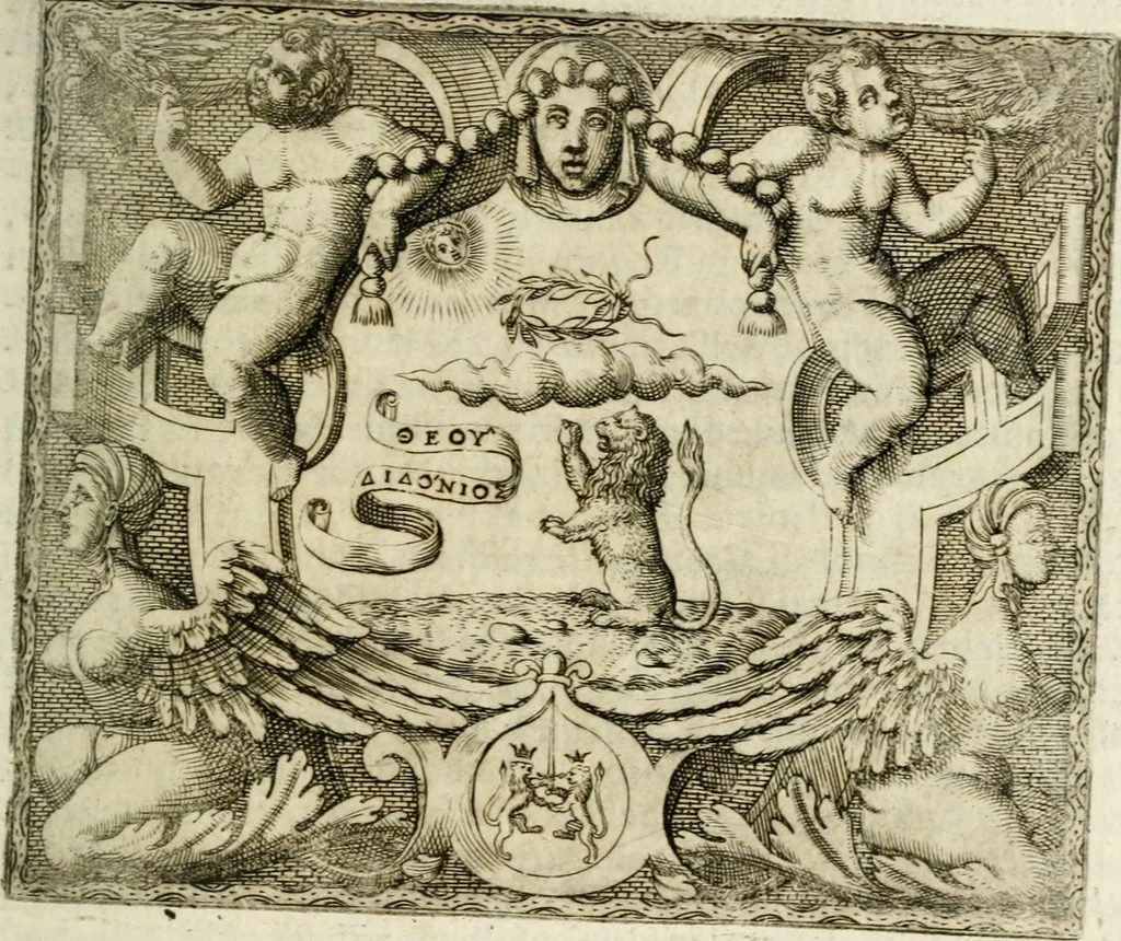 An illustration from Le imprese illustri : con espositioni et discorsi del Sor Ieronimo Ruscelli : al serenissimo et sempre felicissimo re Catolico Filippo D'Austaria : con la giunta di altre imprese tutto riordinato et corretto da Fran.co Patritio, 1572, leaf 556