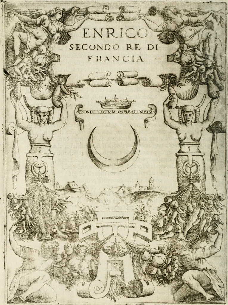An illustration from Le imprese illustri : con espositioni et discorsi del Sor Ieronimo Ruscelli : al serenissimo et sempre felicissimo re Catolico Filippo D'Austaria : con la giunta di altre imprese tutto riordinato et corretto da Fran.co Patritio, 1572, leaf 67