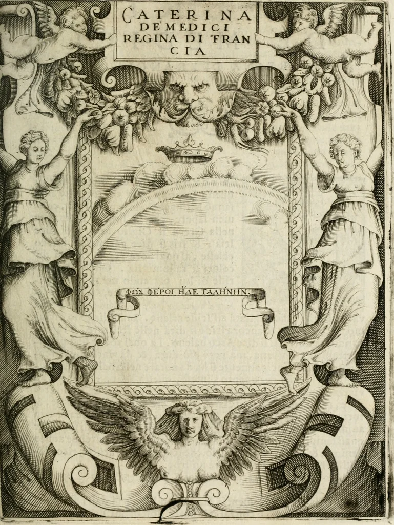 An illustration from Le imprese illustri : con espositioni et discorsi del Sor Ieronimo Ruscelli : al serenissimo et sempre felicissimo re Catolico Filippo D'Austaria : con la giunta di altre imprese tutto riordinato et corretto da Fran.co Patritio, 1572, leaf 74