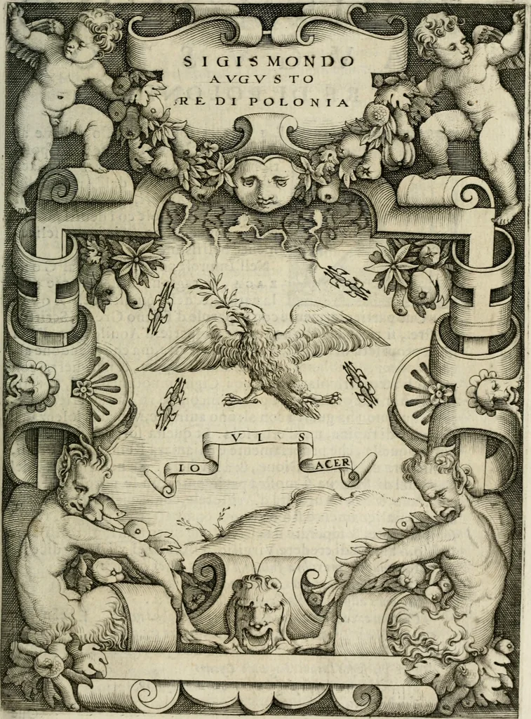 An illustration from Le imprese illustri : con espositioni et discorsi del Sor Ieronimo Ruscelli : al serenissimo et sempre felicissimo re Catolico Filippo D'Austaria : con la giunta di altre imprese tutto riordinato et corretto da Fran.co Patritio, 1572, leaf 84