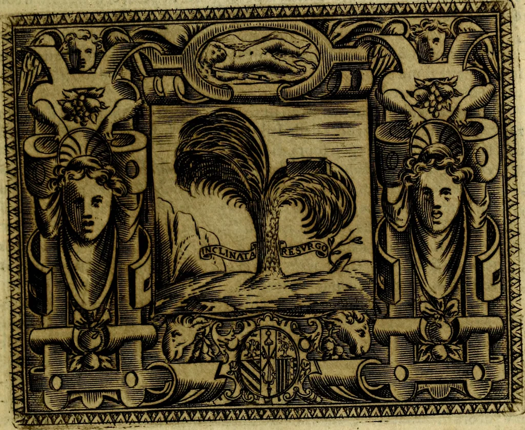An illustration from Le imprese illustri del S.or Ieronimo Ruscelli., 1584, leaf 228