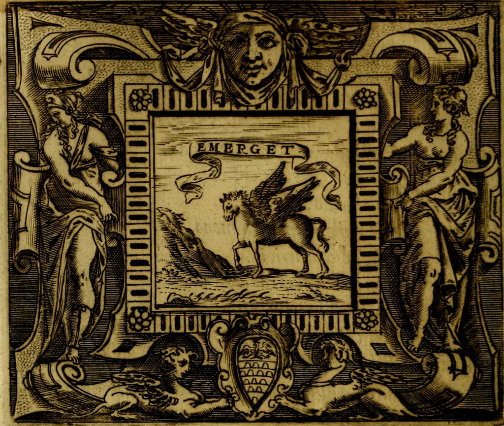 An illustration from Le imprese illustri del S.or Ieronimo Ruscelli., 1584, leaf 517