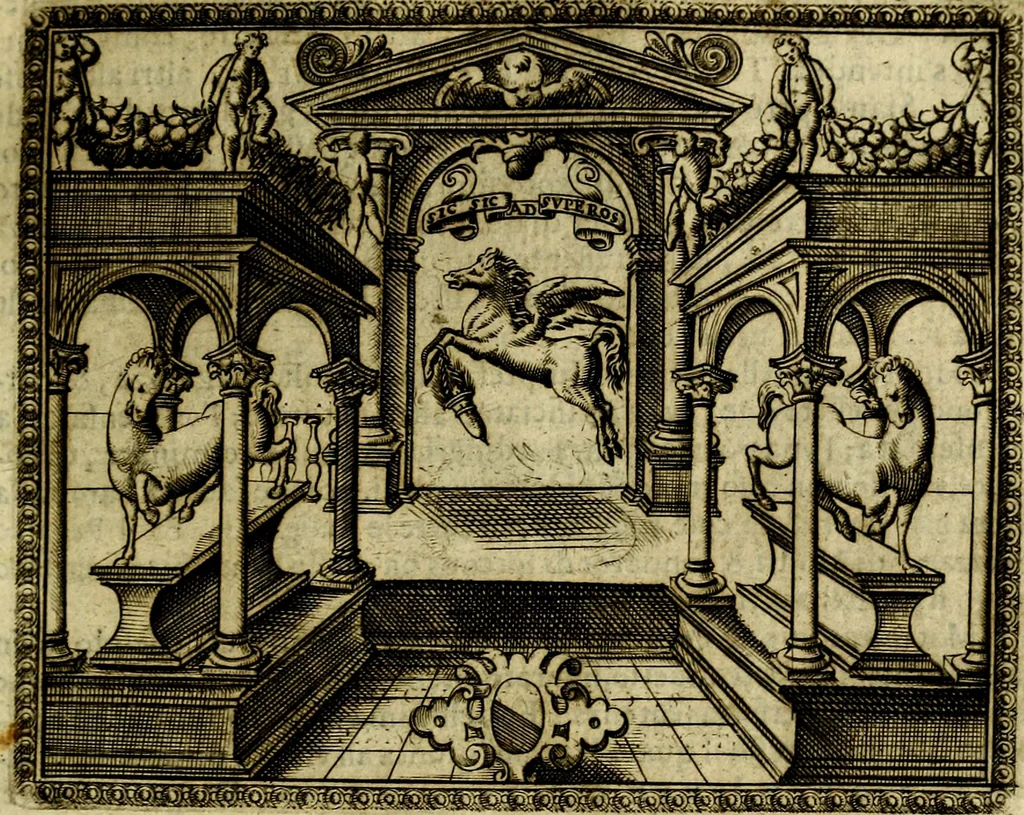 An illustration from Le imprese illustri del S.or Ieronimo Ruscelli., 1584, leaf 554