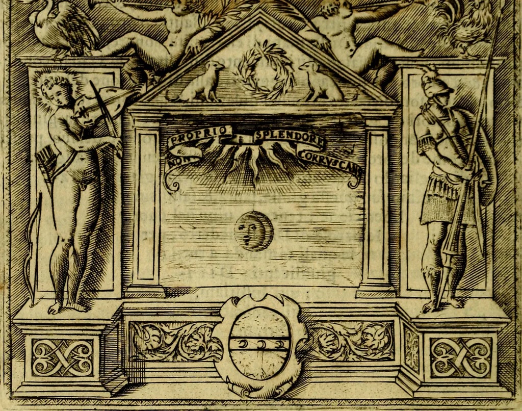 An illustration from Le imprese illustri del S.or Ieronimo Ruscelli., 1584, leaf 587