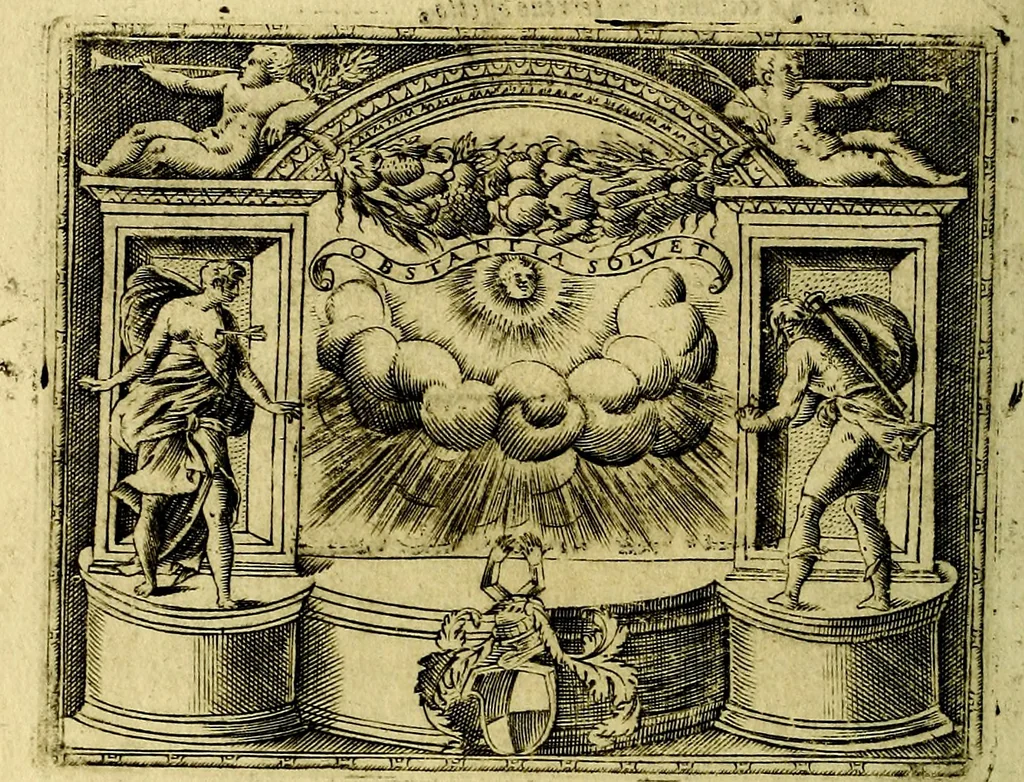 An illustration from Le imprese illustri del S.or Ieronimo Ruscelli., 1584, leaf 351