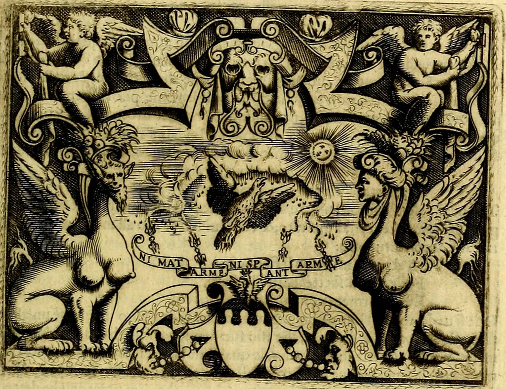 An illustration from Le imprese illustri del S.or Ieronimo Ruscelli., 1584, leaf 444