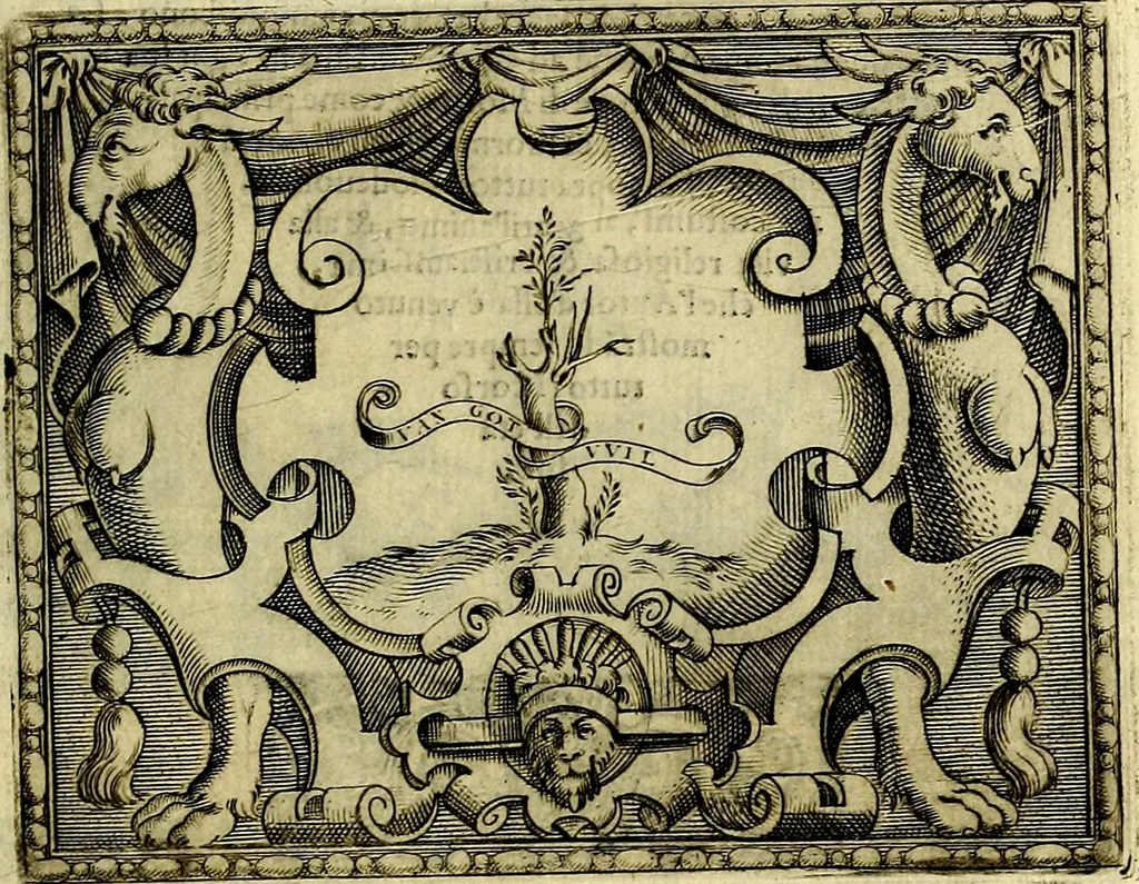 An illustration from Le imprese illustri del S.or Ieronimo Ruscelli., 1584, leaf 470