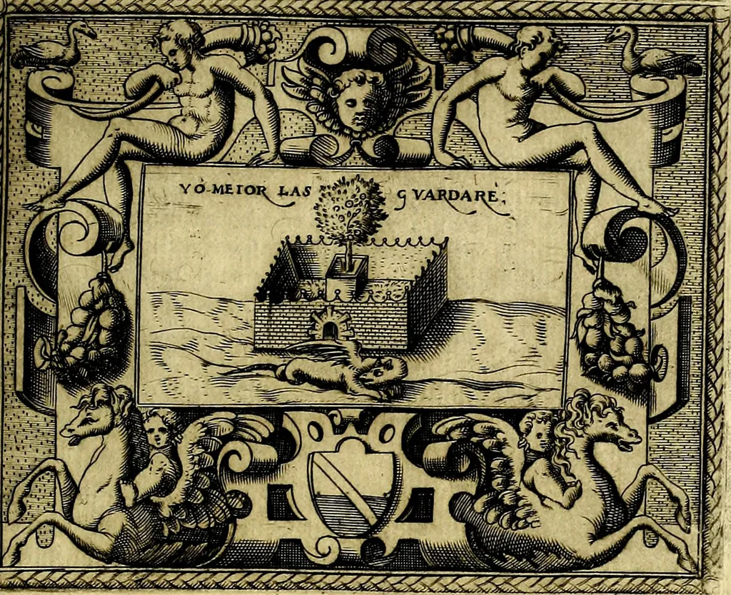 An illustration from Le imprese illustri del S.or Ieronimo Ruscelli., 1584, leaf 484