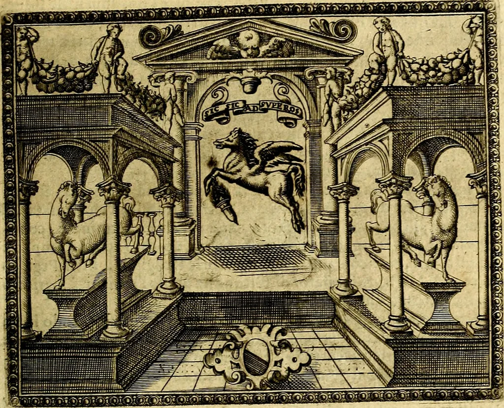 An illustration from Le imprese illustri del S.or Ieronimo Ruscelli., 1584, leaf 572