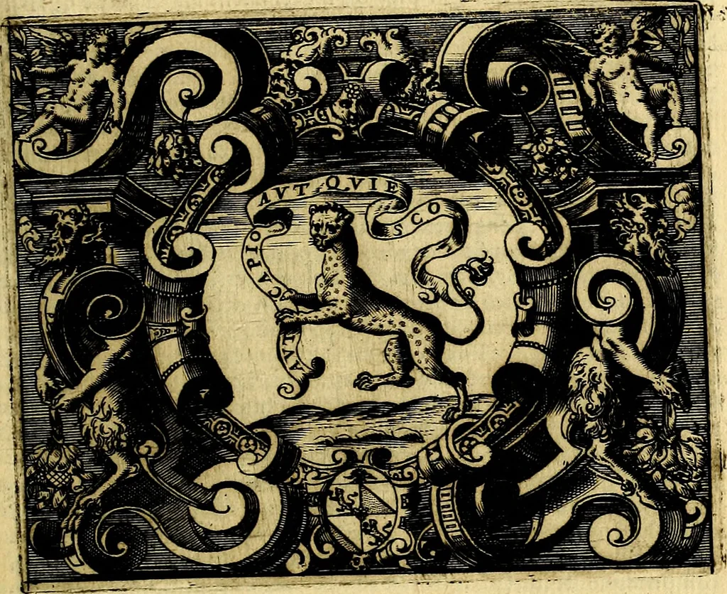 An illustration from Le imprese illustri del S.or Ieronimo Ruscelli., 1584, leaf 582