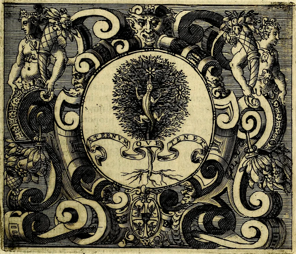 An illustration from Le imprese illustri del S.or Ieronimo Ruscelli., 1584, leaf 614