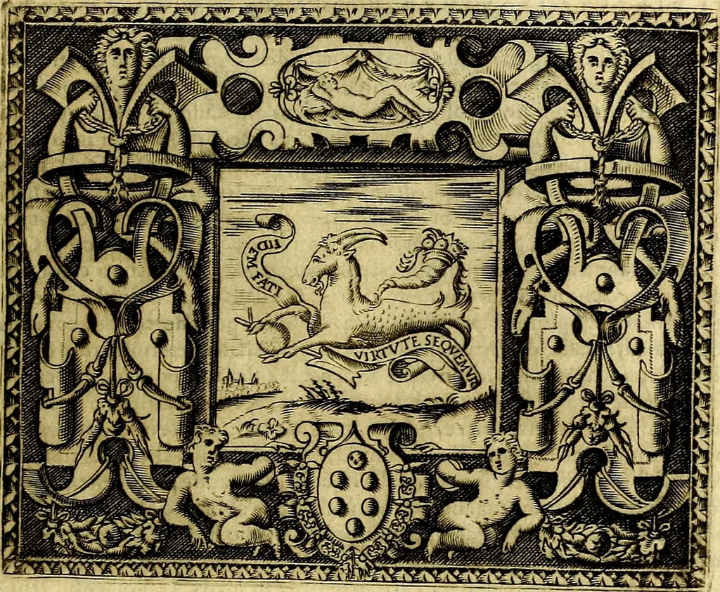 An illustration from Le imprese illustri del S.or Ieronimo Ruscelli., 1584, leaf 164