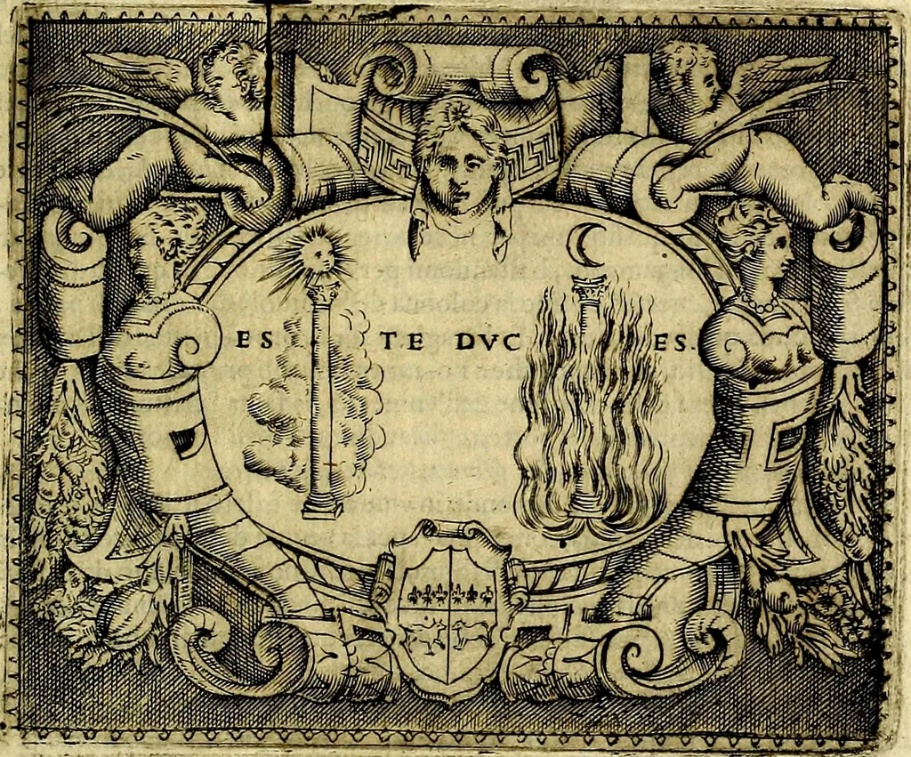 An illustration from Le imprese illustri del S.or Ieronimo Ruscelli., 1584, leaf 408