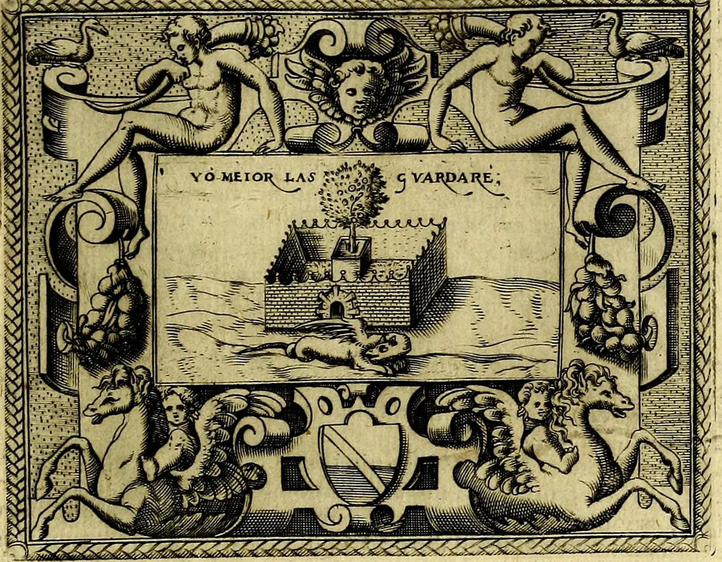 An illustration from Le imprese illustri del S.or Ieronimo Ruscelli., 1584, leaf 482
