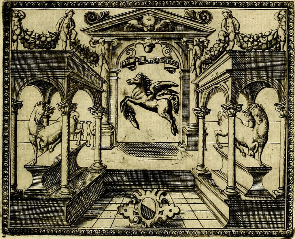 An illustration from Le imprese illustri del S.or Ieronimo Ruscelli., 1584, leaf 570