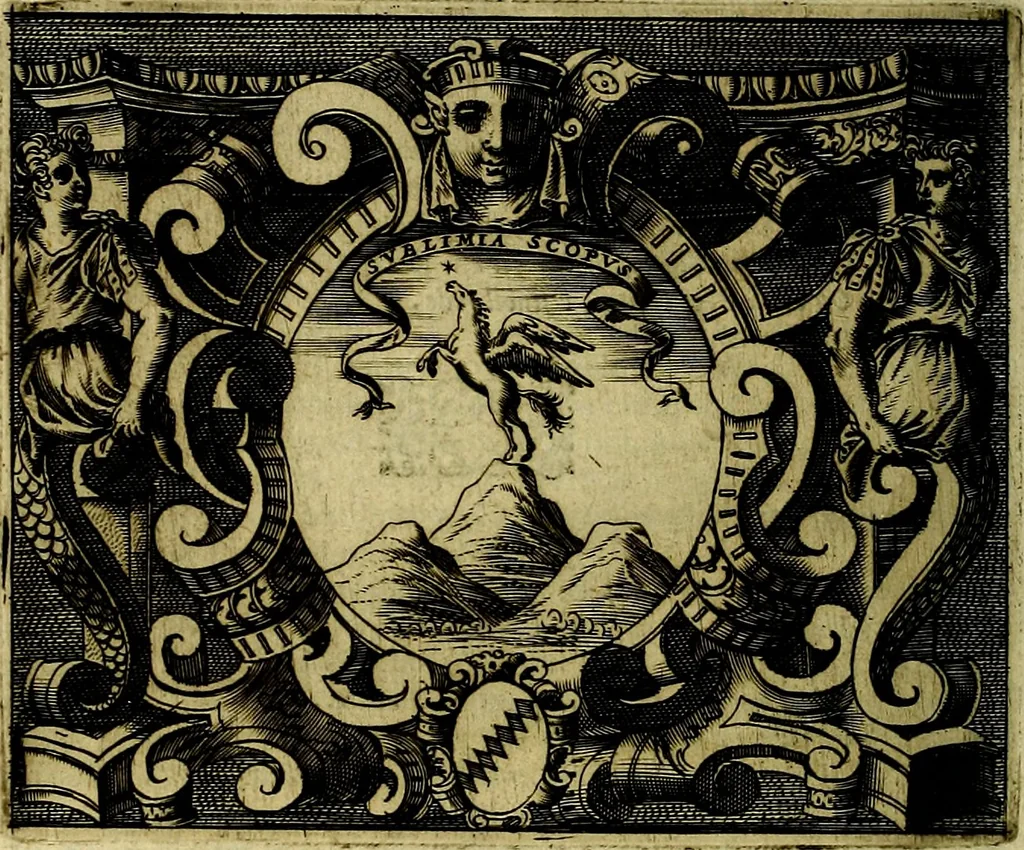 An illustration from Le imprese illustri del S.or Ieronimo Ruscelli., 1584, leaf 573