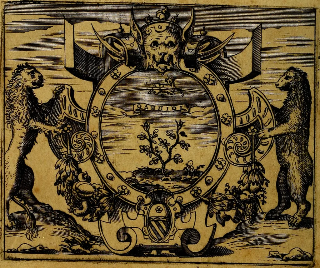An illustration from Le imprese illustri del S.or Ieronimo Ruscelli., 1584, leaf 615