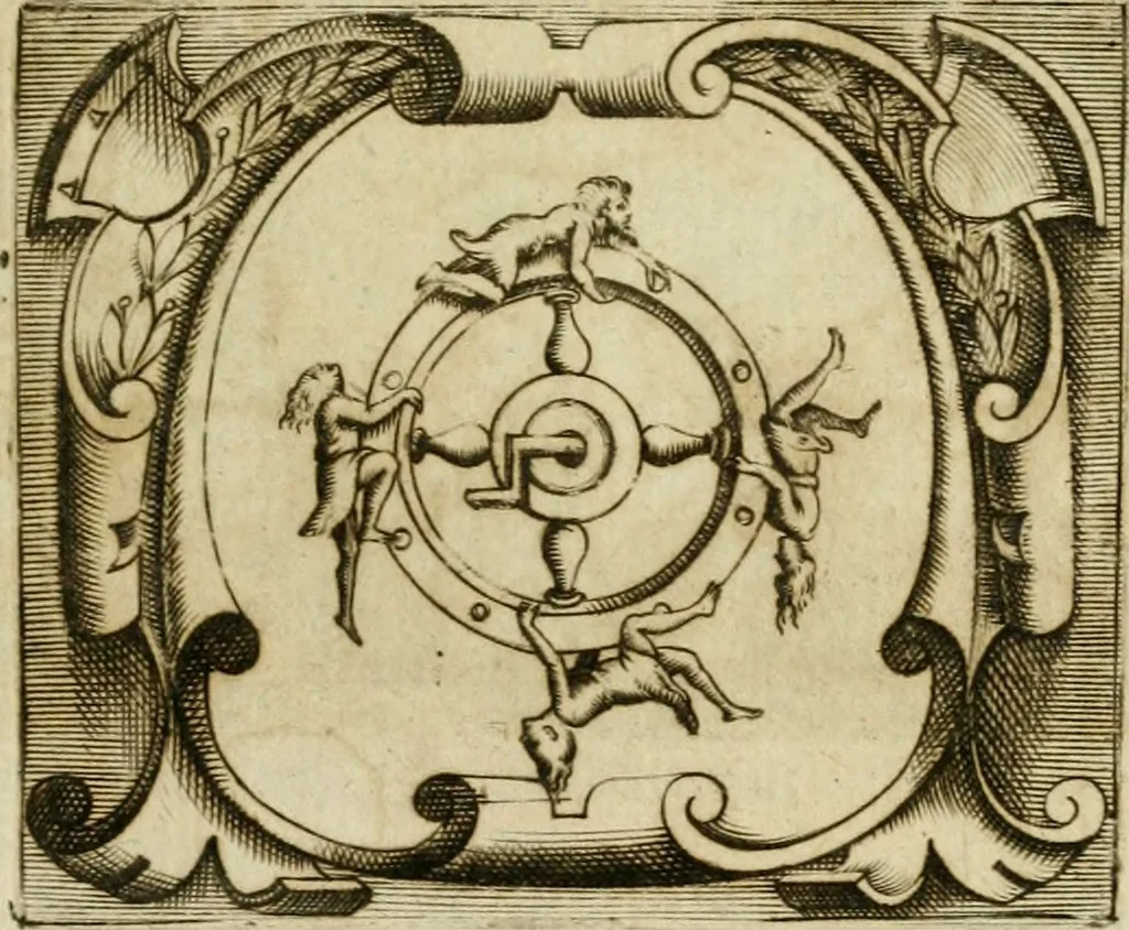 An illustration from Le imprese illvstri del s.or Ieronimo Rvscelli. Aggivntovi nvovam.te il qvarto libro da Vincenzo Rvscelli da Viterbo.., 1584, leaf 122