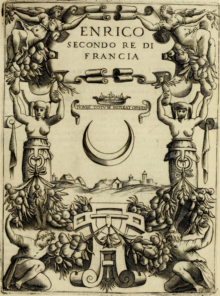 An illustration from Le imprese illvstri del s.or Ieronimo Rvscelli. Aggivntovi nvovam.te il qvarto libro da Vincenzo Rvscelli da Viterbo.., 1584, leaf 176