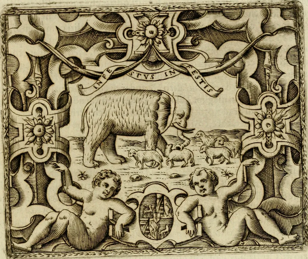 An illustration from Le imprese illvstri del s.or Ieronimo Rvscelli. Aggivntovi nvovam.te il qvarto libro da Vincenzo Rvscelli da Viterbo.., 1584, leaf 182