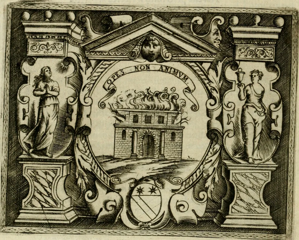 An illustration from Le imprese illvstri del s.or Ieronimo Rvscelli. Aggivntovi nvovam.te il qvarto libro da Vincenzo Rvscelli da Viterbo.., 1584, leaf 193