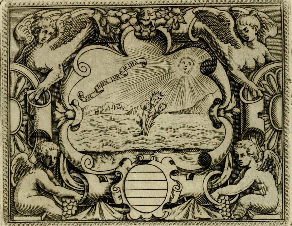 An illustration from Le imprese illvstri del s.or Ieronimo Rvscelli. Aggivntovi nvovam.te il qvarto libro da Vincenzo Rvscelli da Viterbo.., 1584, leaf 209