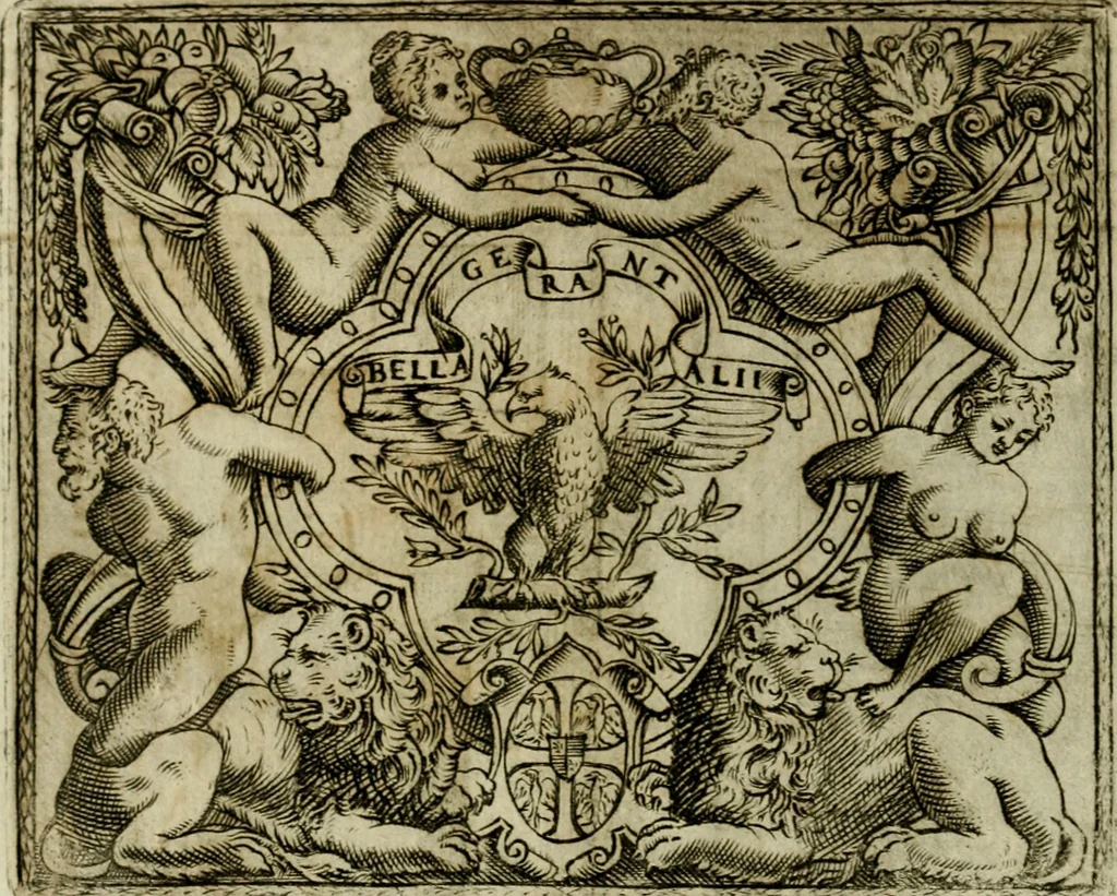 An illustration from Le imprese illvstri del s.or Ieronimo Rvscelli. Aggivntovi nvovam.te il qvarto libro da Vincenzo Rvscelli da Viterbo.., 1584, leaf 231