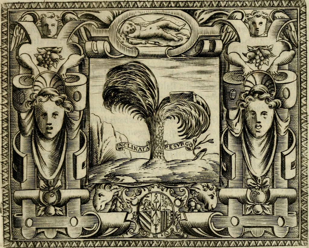 An illustration from Le imprese illvstri del s.or Ieronimo Rvscelli. Aggivntovi nvovam.te il qvarto libro da Vincenzo Rvscelli da Viterbo.., 1584, leaf 242