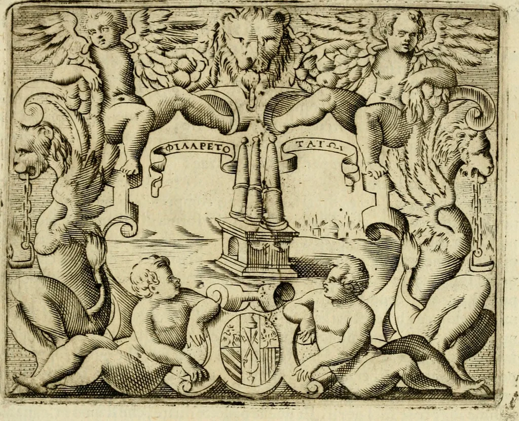 An illustration from Le imprese illvstri del s.or Ieronimo Rvscelli. Aggivntovi nvovam.te il qvarto libro da Vincenzo Rvscelli da Viterbo.., 1584, leaf 272