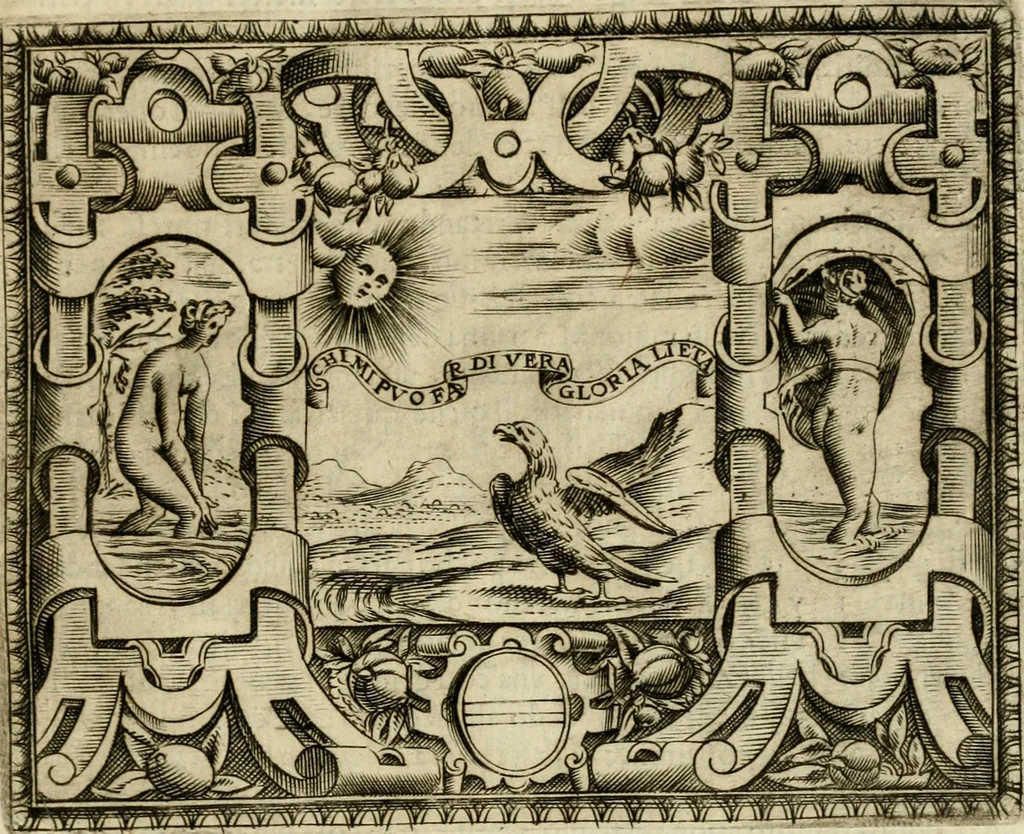 An illustration from Le imprese illvstri del s.or Ieronimo Rvscelli. Aggivntovi nvovam.te il qvarto libro da Vincenzo Rvscelli da Viterbo.., 1584, leaf 278