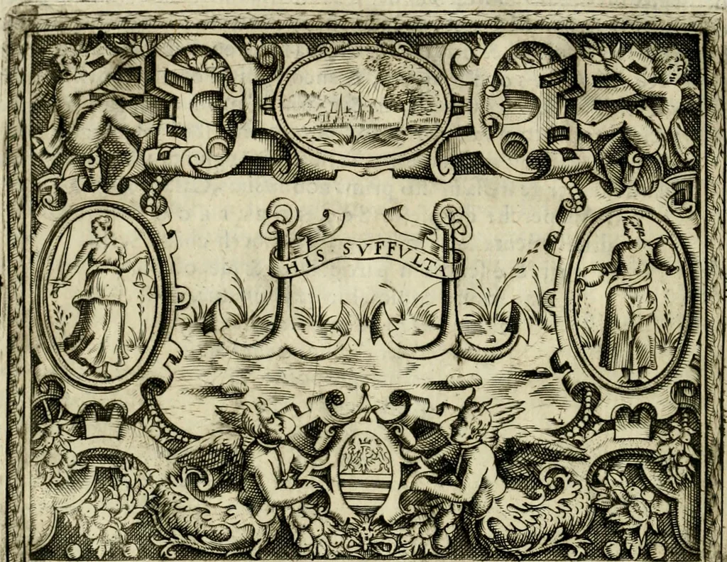 An illustration from Le imprese illvstri del s.or Ieronimo Rvscelli. Aggivntovi nvovam.te il qvarto libro da Vincenzo Rvscelli da Viterbo.., 1584, leaf 283
