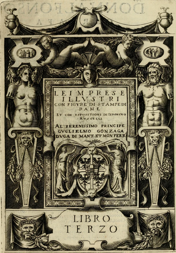 An illustration from Le imprese illvstri del s.or Ieronimo Rvscelli. Aggivntovi nvovam.te il qvarto libro da Vincenzo Rvscelli da Viterbo.., 1584, leaf 376