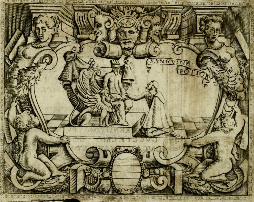 An illustration from Le imprese illvstri del s.or Ieronimo Rvscelli. Aggivntovi nvovam.te il qvarto libro da Vincenzo Rvscelli da Viterbo.., 1584, leaf 377