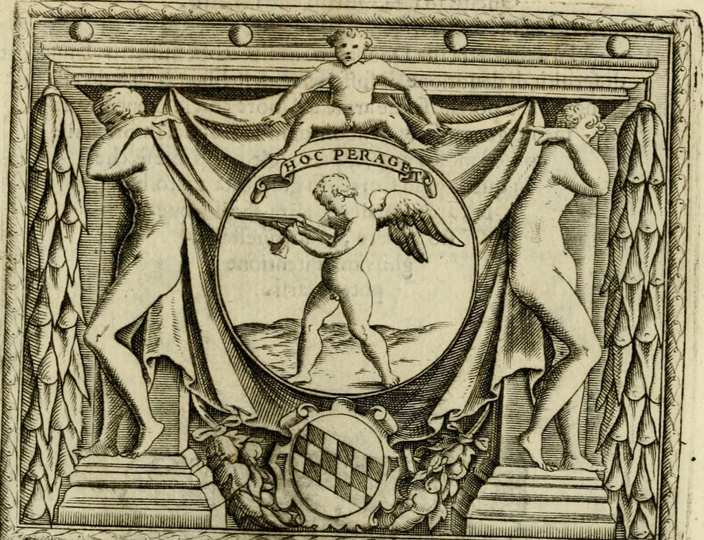 An illustration from Le imprese illvstri del s.or Ieronimo Rvscelli. Aggivntovi nvovam.te il qvarto libro da Vincenzo Rvscelli da Viterbo.., 1584, leaf 414