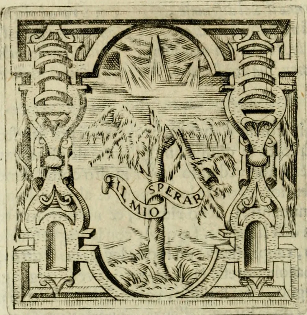An illustration from Le imprese illvstri del s.or Ieronimo Rvscelli. Aggivntovi nvovam.te il qvarto libro da Vincenzo Rvscelli da Viterbo.., 1584, leaf 427