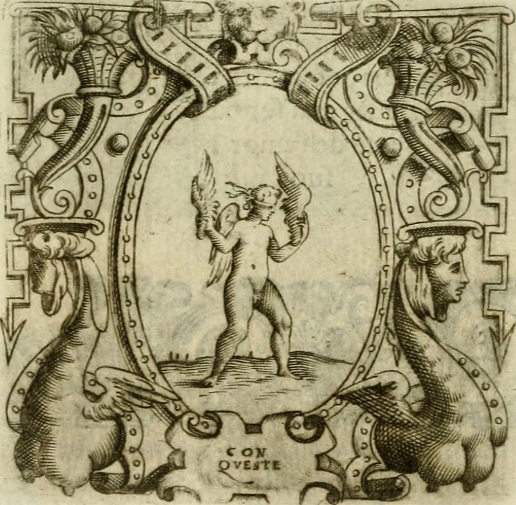 An illustration from Le imprese illvstri del s.or Ieronimo Rvscelli. Aggivntovi nvovam.te il qvarto libro da Vincenzo Rvscelli da Viterbo.., 1584, leaf 428