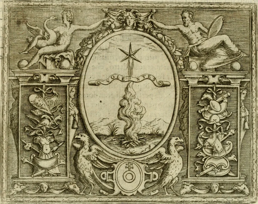 An illustration from Le imprese illvstri del s.or Ieronimo Rvscelli. Aggivntovi nvovam.te il qvarto libro da Vincenzo Rvscelli da Viterbo.., 1584, leaf 430