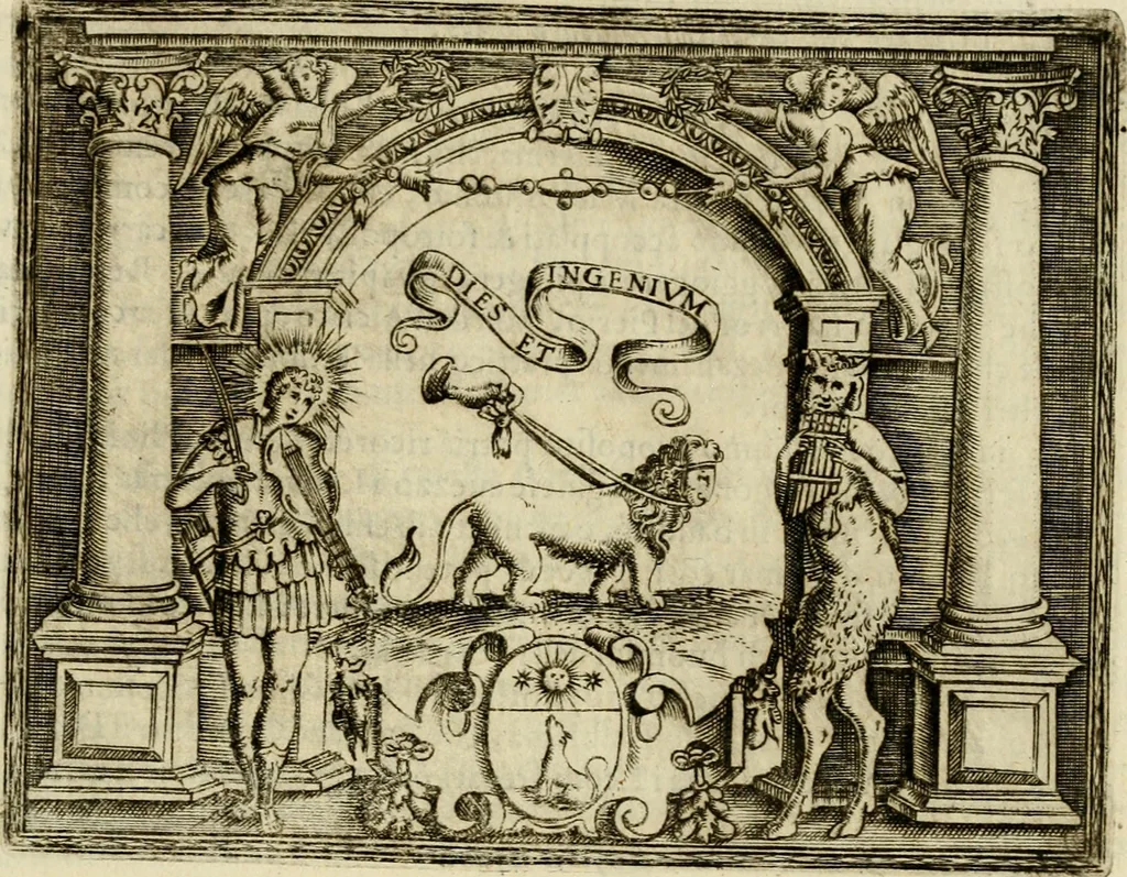 An illustration from Le imprese illvstri del s.or Ieronimo Rvscelli. Aggivntovi nvovam.te il qvarto libro da Vincenzo Rvscelli da Viterbo.., 1584, leaf 452