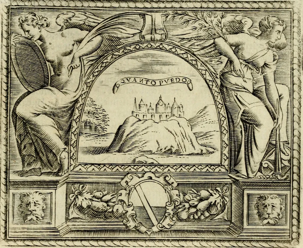 An illustration from Le imprese illvstri del s.or Ieronimo Rvscelli. Aggivntovi nvovam.te il qvarto libro da Vincenzo Rvscelli da Viterbo.., 1584, leaf 460