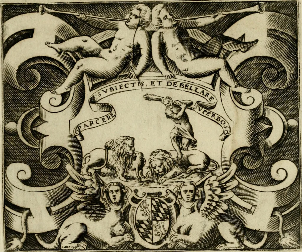 An illustration from Le imprese illvstri del s.or Ieronimo Rvscelli. Aggivntovi nvovam.te il qvarto libro da Vincenzo Rvscelli da Viterbo.., 1584, leaf 48