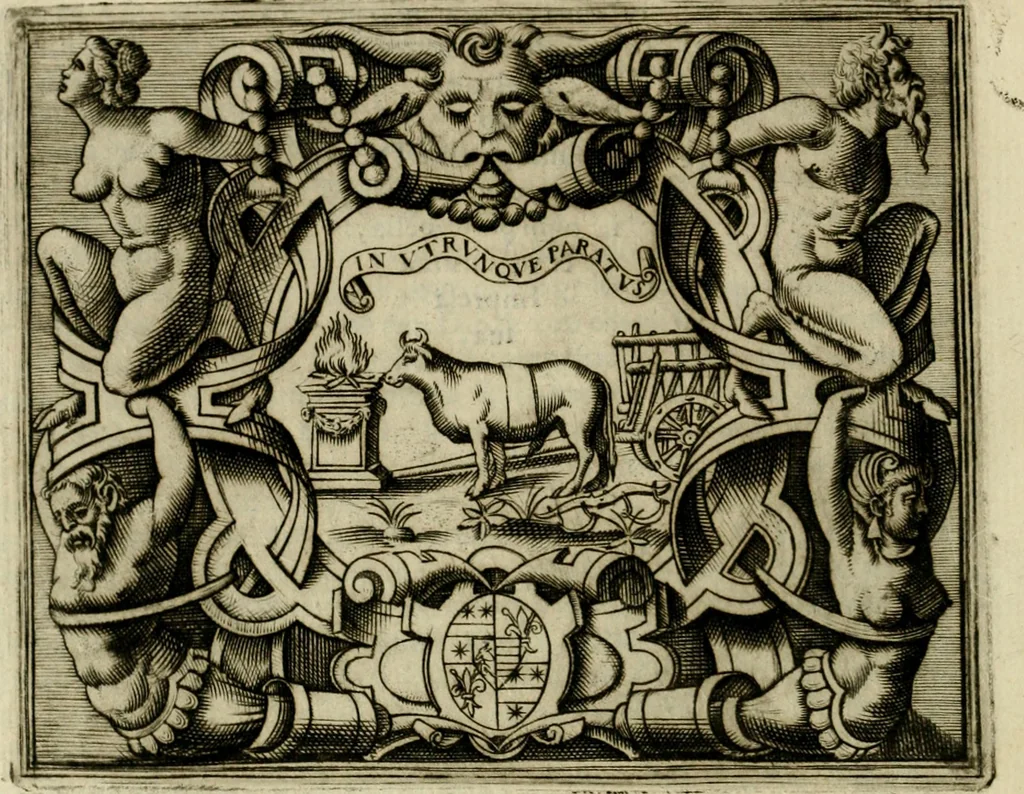 An illustration from Le imprese illvstri del s.or Ieronimo Rvscelli. Aggivntovi nvovam.te il qvarto libro da Vincenzo Rvscelli da Viterbo.., 1584, leaf 497