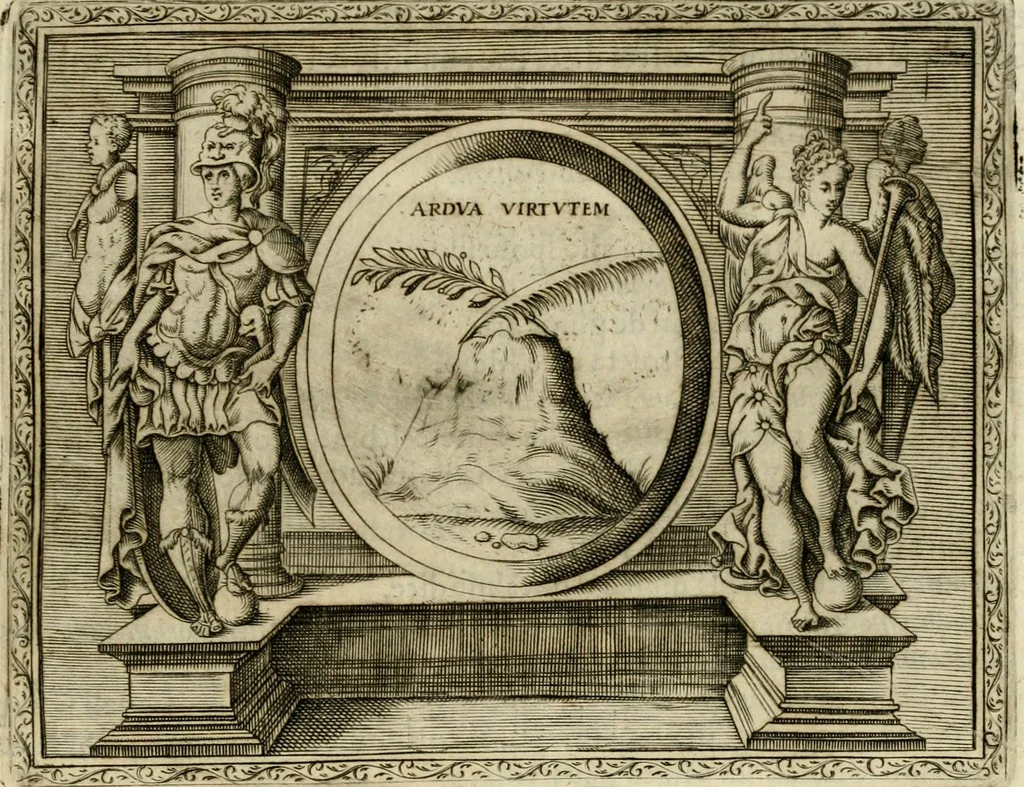 An illustration from Le imprese illvstri del s.or Ieronimo Rvscelli. Aggivntovi nvovam.te il qvarto libro da Vincenzo Rvscelli da Viterbo.., 1584, leaf 502