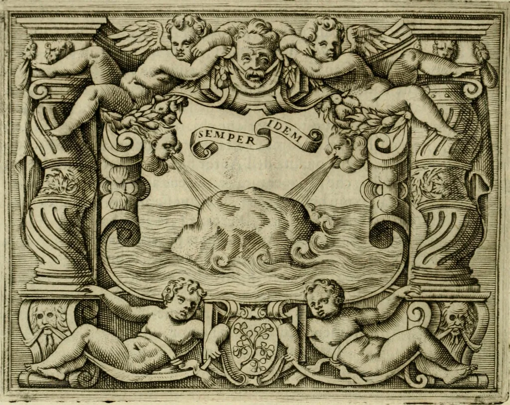 An illustration from Le imprese illvstri del s.or Ieronimo Rvscelli. Aggivntovi nvovam.te il qvarto libro da Vincenzo Rvscelli da Viterbo.., 1584, leaf 523