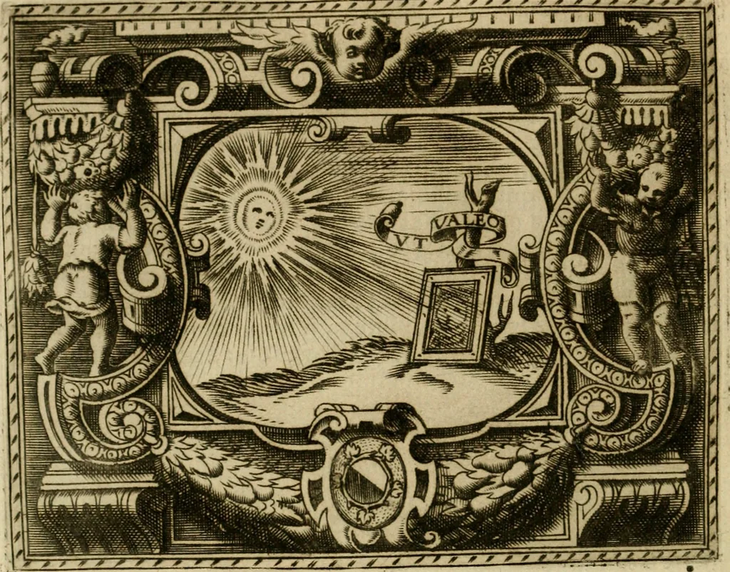 An illustration from Le imprese illvstri del s.or Ieronimo Rvscelli. Aggivntovi nvovam.te il qvarto libro da Vincenzo Rvscelli da Viterbo.., 1584, leaf 555