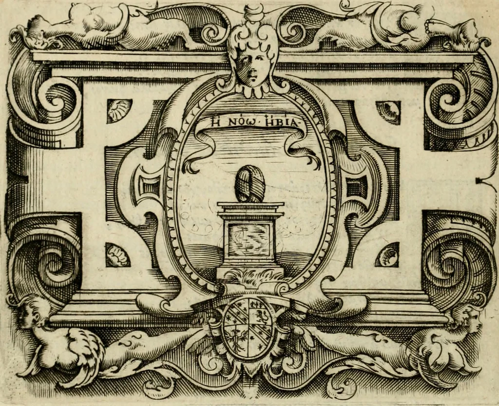 An illustration from Le imprese illvstri del s.or Ieronimo Rvscelli. Aggivntovi nvovam.te il qvarto libro da Vincenzo Rvscelli da Viterbo.., 1584, leaf 593